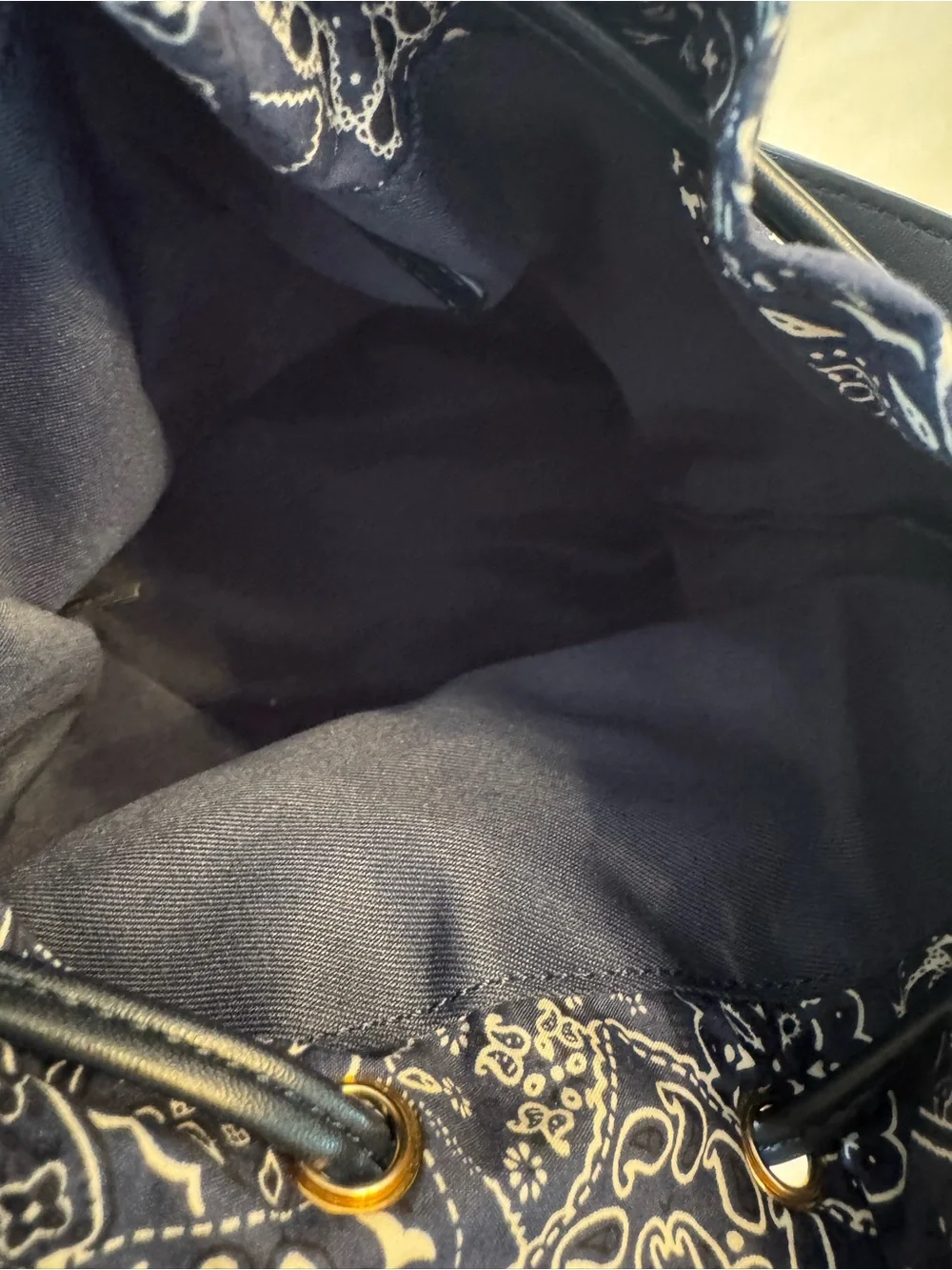 EUC! Ann Taylor Navy Bandana-Print Multiway Drawstring Bucket Bag